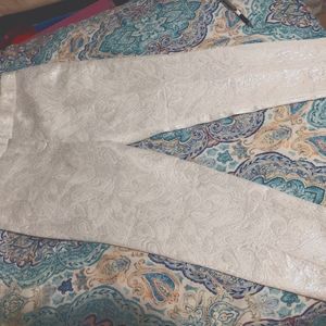 Emma style Liz Claiborne size 10P and white/ pearl shine ankle crop pant